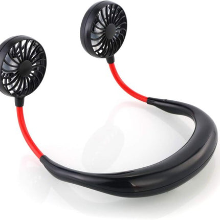 Lazy Portable Silent Neck Fan – Wearable Rechargeable Dual Fan with LED Light & 3-Speed Control