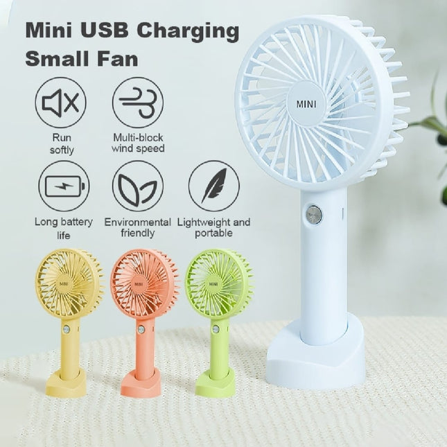 Portable USB Rechargeable Fan | Handheld 3 Speed Strong Wind Electric Small Mini Cooling Fan