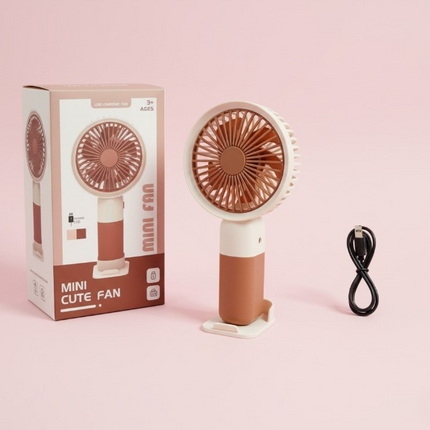 Mini Fan – Portable USB Rechargeable Handheld Cooling Fan for Kids & Adults, Stand/Base Included