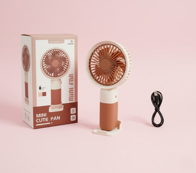Mini Fan – Portable USB Rechargeable Handheld Cooling Fan for Kids & Adults, Stand/Base Included