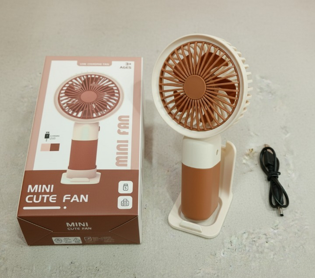 Mini Fan – Portable USB Rechargeable Handheld Cooling Fan for Kids & Adults, Stand/Base Included
