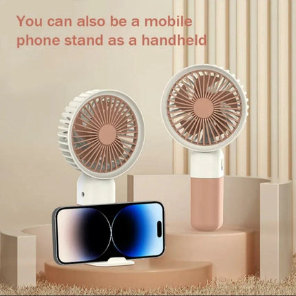 Mini Fan – Portable USB Rechargeable Handheld Cooling Fan for Kids & Adults, Stand/Base Included