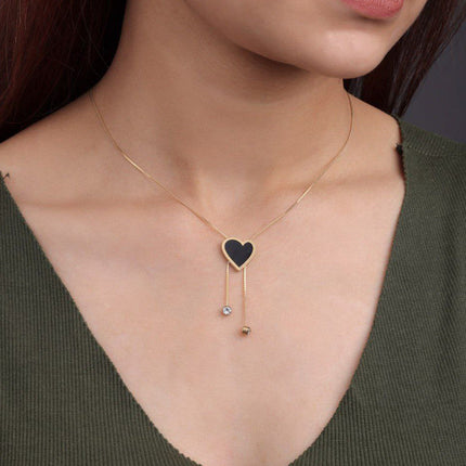 Gold-Plated Chain With Black Heart Pendent