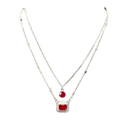 Royal Red Double-Layered Pendant Necklace