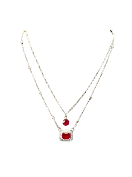 Royal Red Double-Layered Pendant Necklace