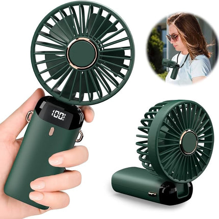 Digital Display Portable Mini Fan – 5-in-1 Multipurpose USB-C Rechargeable Handheld Fan - With Cable