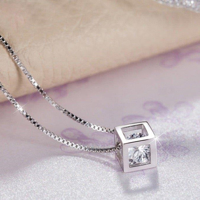 Box Pendant With Silver Chain