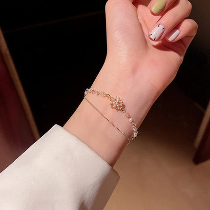 Double Chain Flower Bracelet Adjustable
