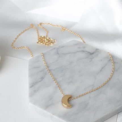 Moon Pendant with Gold-Plated Chain