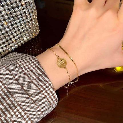 Layered hand Bracelet Adjustable