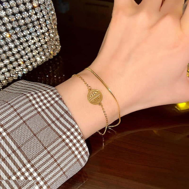 Layered hand Bracelet Adjustable