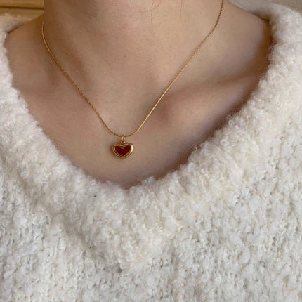 Heart-Shaped Pendant with Gold-Plated Silver Necklace.
