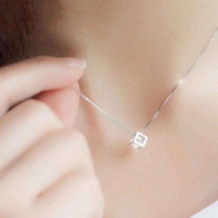 Box Pendant With Silver Chain