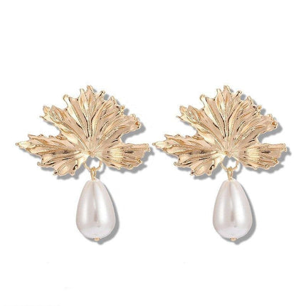 Leaf Pearl Drop Earrings