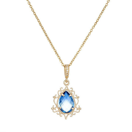 Teardrop Cut Bi-Colored Tourmaline Gold Plated Pendants Necklaces