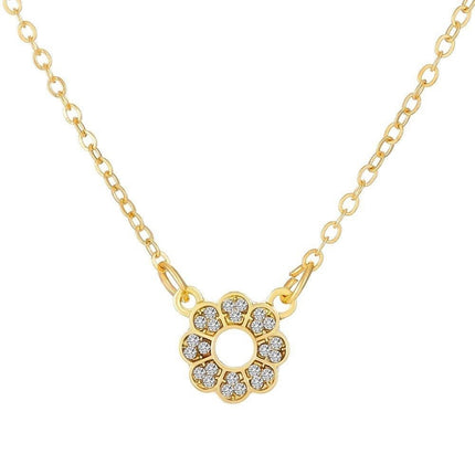 Round Flower Pendent With Silver Chain