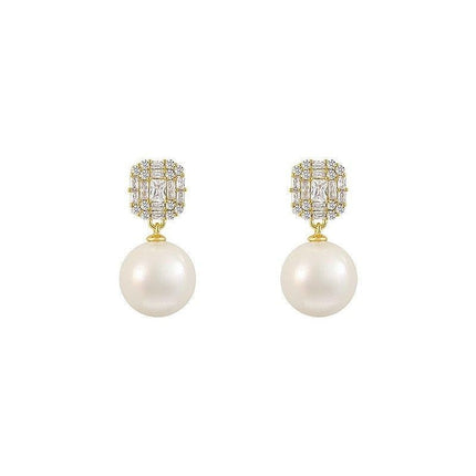 Round Pearl Drop Earrings