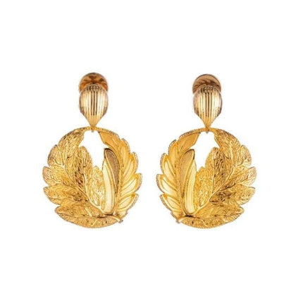 Round Leaf Drop Earrings
