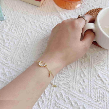 Moon & Star Hand Bracelet Adjustable