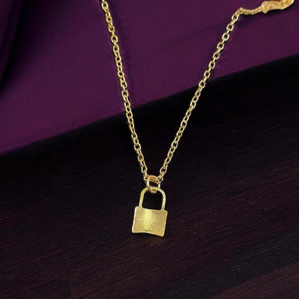Lock Pendant with Gold-Plated Chain