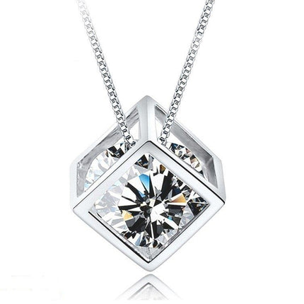 Box Pendant With Silver Chain