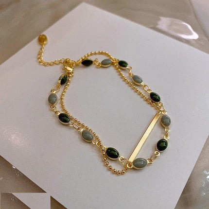 Oval Beads Pillar Doted Chain Bracelet