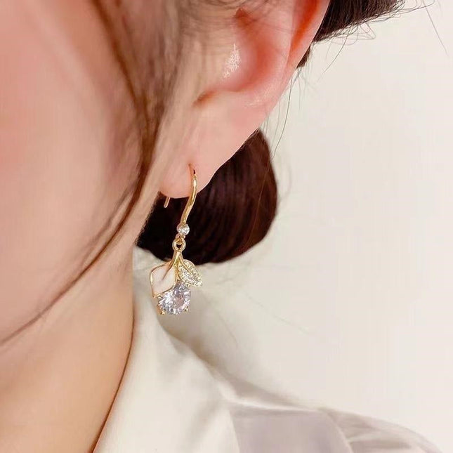 Double Leaf Drop Earrings