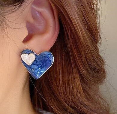 Double Heart Drop Earrings