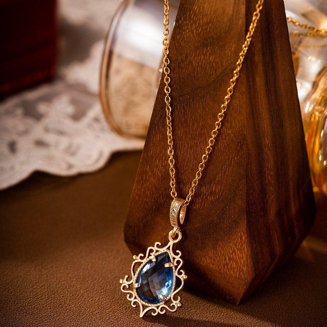 Teardrop Cut Bi-Colored Tourmaline Gold Plated Pendants Necklaces