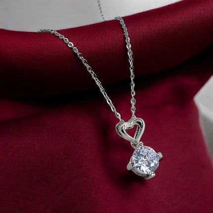 Round Heart Pendent With Silver Chain